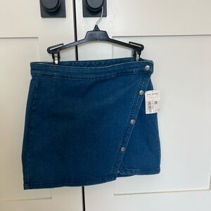 Free People Blue Denim Wrap-Style Mini Skirt